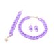 thumbnail image 2 of Conjunto de collar, pulsera y pendientes de cadena gruesa de moda, joyería exagerada, cadena de eslabones de acrílico mate con cierre resistente para Púrpura, 2 of 9