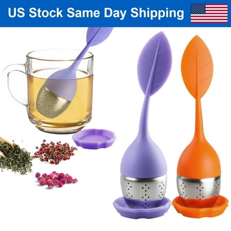

Leaf Tea Infuser for Tea Pot Mug Cup- Loose Tea Strainer Steeper for Fennel Tea Rooibos Tea Herbal Team Orange Purple Set 2
