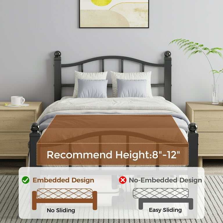Kinsfook Twin XL Metal Bed Frame, Heavy Duty with Headboard photo 8