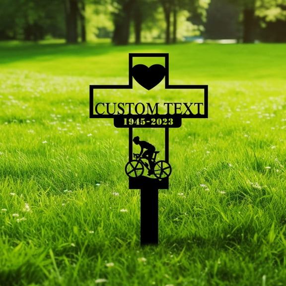 Custom Personalized Cemetery Stake, Cycling Memorial, In Memorial Of Gift, Bike Rider Loss, Fathers Day Gift, Grave Marker