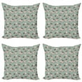 thumbnail image 1 of Ambesonne Pug Throw Pillow Cover 4 Pack, Sitting Stretching Dog, 24", Turquoise, 1 of 2