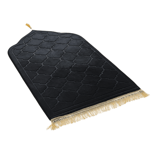 Thickened Sponge Islamic Prayer Rug – Soft Luxury Mat for Men/Women, Perfect for Eid, Travel & Ramadan (black)