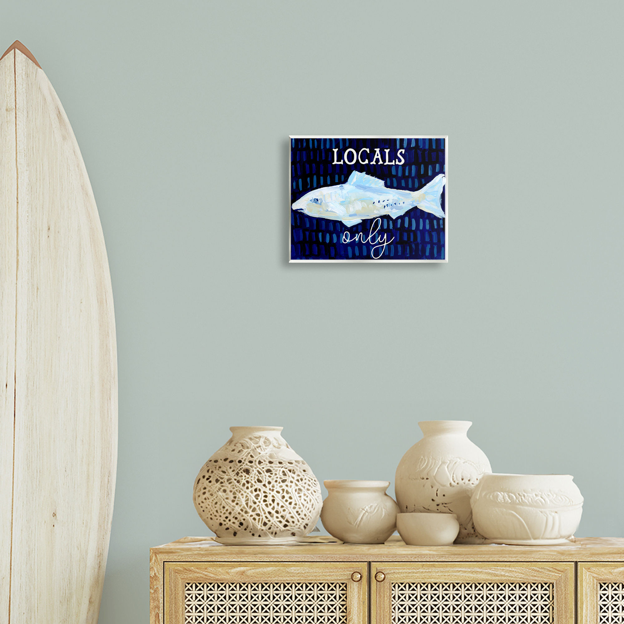 Stupell Industries Locals Only with Fish Animals & Insects Painting Unframed Art Print Wall Art, 14 x 11
