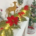 thumbnail image 2 of Luoshdecor Christmas Poinsettia Pine Garland with Light , 70.8 in Artificial Winter Greenery Flocked Pine Garland for Fireplace Indoor Home Christmas Decoration, 2 of 6