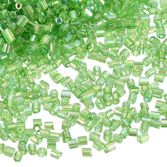 Uxcell 1400 Pack Glass Bugle Beads, 1.5x1.5mm Tube Mini Loose Glass Seed Spacer Bead for DIY (Light Green)