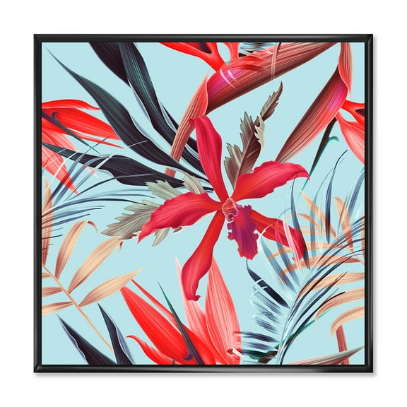Designart 'VIntage Tropical Flowers IV' Traditional Framed Canvas Wall Art Print