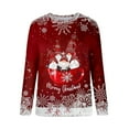 thumbnail image 4 of Pavied Chandails à Capuchon pour Femmes, Chandails à Capuchon Graphiques, Pull à Manches Longues Col Rond Joyeux Noël Imprimé, Chandail en Molleton pour Femmes, Chandails en Molleton Col Rond, Pulls à Capuche pour Femmes, Rouge TG, 4 of 4