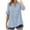 Light blue, variant on Womens Beach Clothes Kelon Womens Tops Short Sleeve Shirts V Neck Lace Hollow Out Boho Shirts Summer Fashion Clothing, 5XL