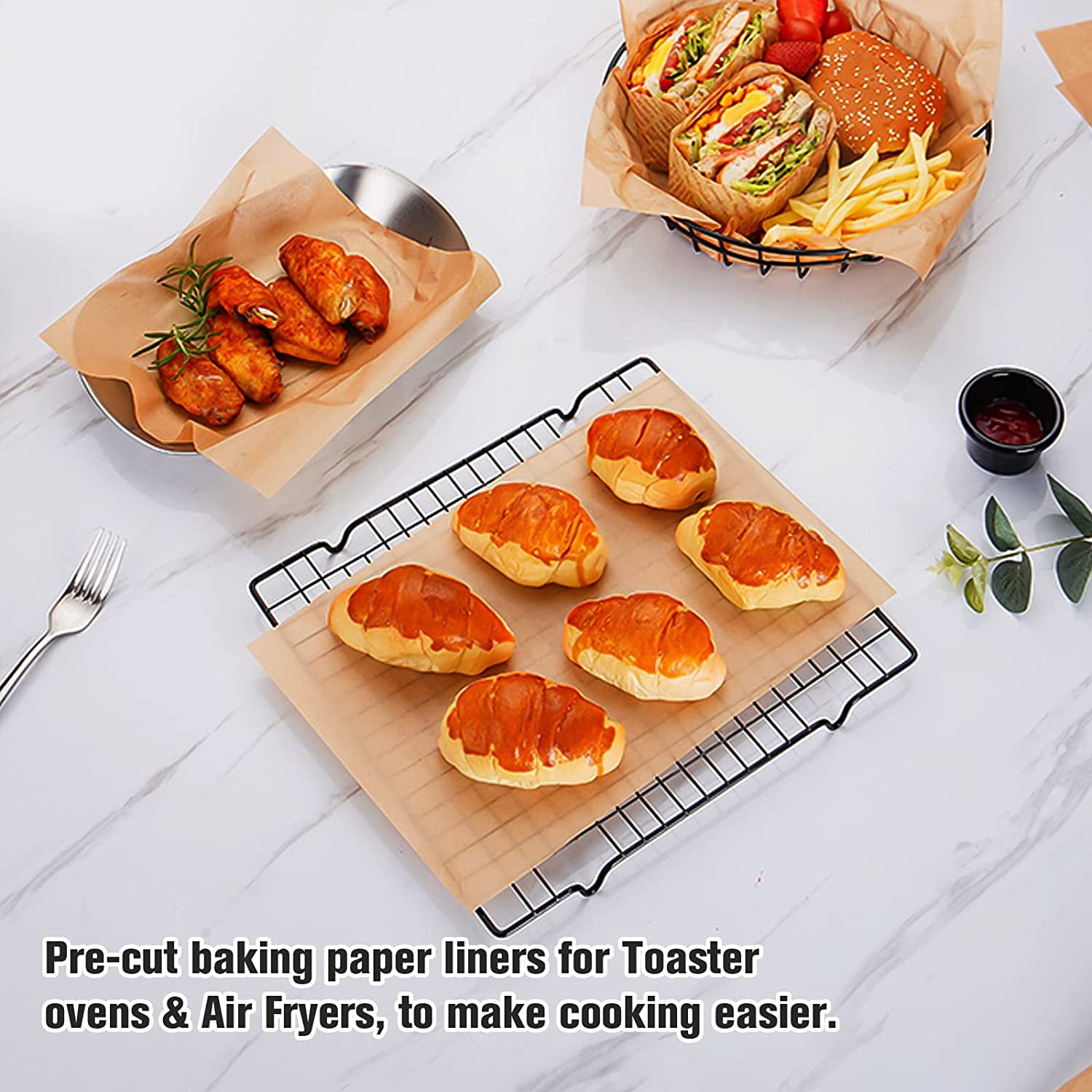 100-Piece Parchment Paper Baking Sheets 7.9x11.8, Precut Non-Stick  Parchment Sheets for Baking, Cooking, Grilling, Air Fryer and Steaming 