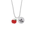 thumbnail image 2 of Delight Jewelry Silvertone Small Red Apple Silvertone Script Initial Disc - N - Charm Necklace, 20"+3", 2 of 4