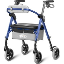 VOCIC Z11 Lightweight Foldable All-Terrain Wheels Rollator Walker with Seat, Blue, 380lb Limit