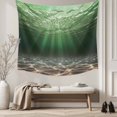 thumbnail image 5 of Dark Green Ocean Waves Tapestry for Bedroom Wall Hanging Tapestry, Summer Beach Coastal Abstract Ceiling Backdrop Tapestries Poster Blanket Wall Decor for Teens Room Living Room Dorm 51" x 59", 5 of 8