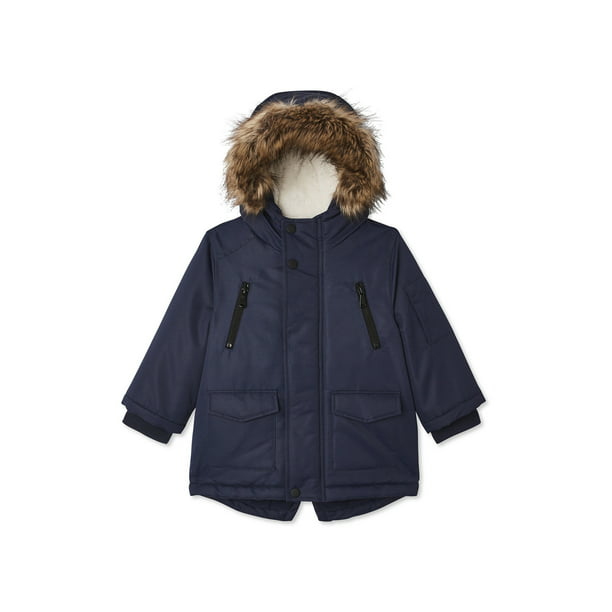GEORGE - George Toddler Boy Faux Fur Hooded Parka Winter Jacket Coat ...