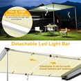 thumbnail image 3 of Yescom 8.2x7.6' Car Side Awning with LED Light Pull Out Tent Shelter PU2000mm UV50+ Shade SUV Outdoor Camping Beige, 3 of 10
