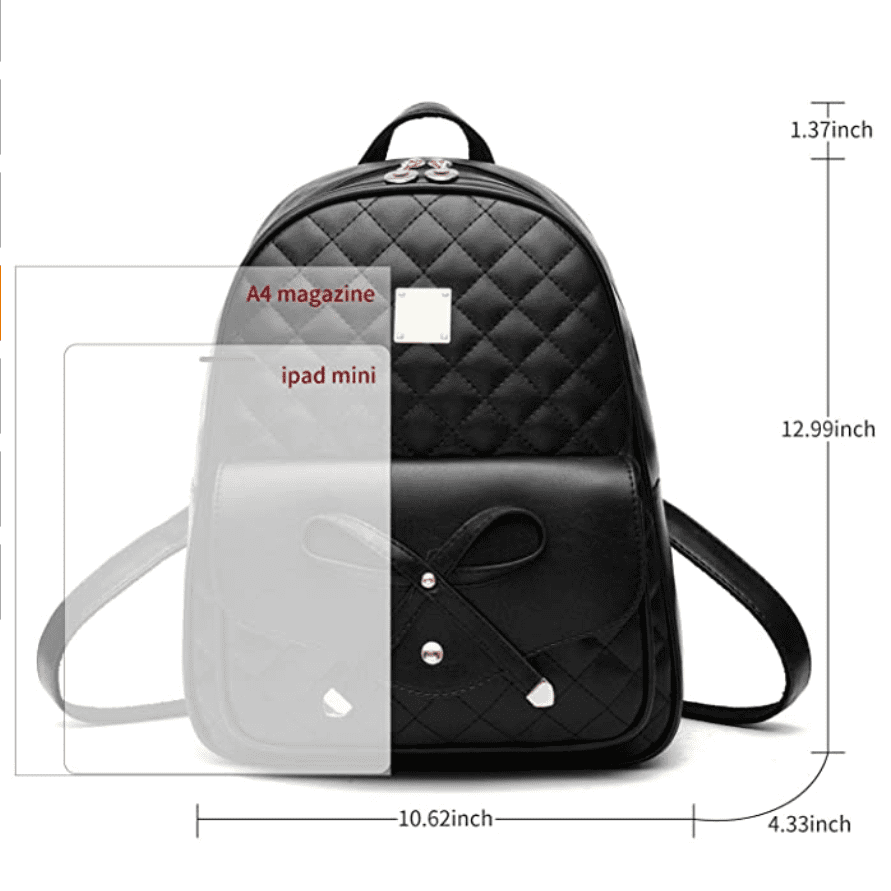 IHAYNER Girls Bowknot 2-PCS Fashion Backpack Cute Mini Leather Backpack Purse for Women Beige 