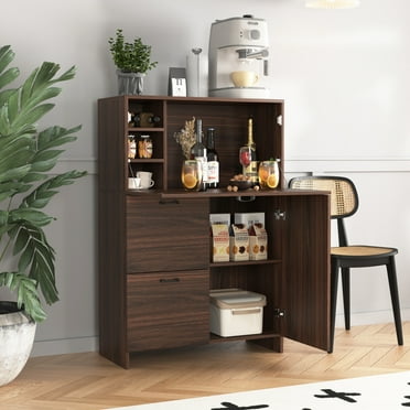 Fold-Up Desk Cabinet with Storage Drawer and Shelves, Storage Cabinet with Fold-Up Desktop, Multifunctional Desk Cabinet for Home/Office/Dormitory/Small Spaces