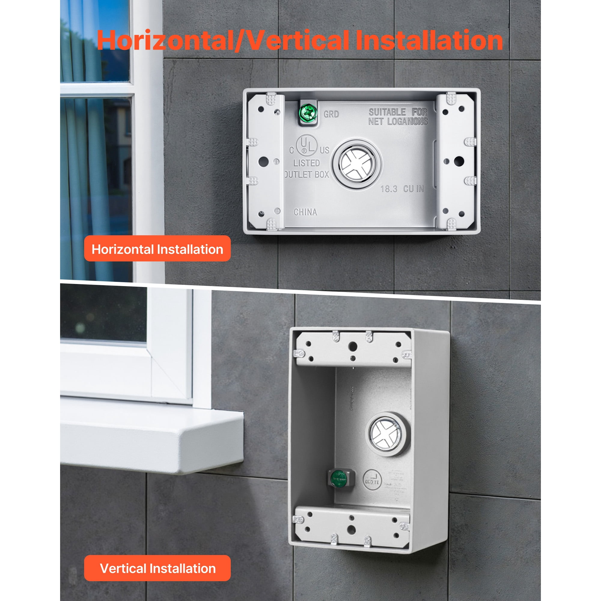 KFFKFF Outdoor Electrical Box, 4.5 x 2.8 x 2 in, Weather-Resistant Junction Box, Compatible with 1/2-Inch or 3/4-Inch Conduits, 18.3 Cu. In Capacity, Plug Protector, 4PCS, Gray