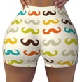 thumbnail image 2 of Balery Colorful Mustache Pantalones cortos de entrenamiento estampados para mujer, sin costuras, ajustados, para gimnasio, yoga, correr, deportes, ejercicio activo, fitness.-Medium, 2 of 8