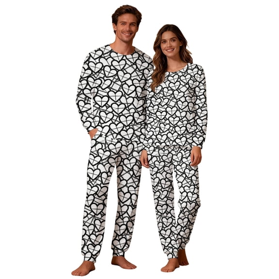 CLOISE Womens Long Sleeve Pajama Sets Long Pants Valentines Pjs Sets Pockets Tops Heart Lounge Set 2 Piece Sleepwear White