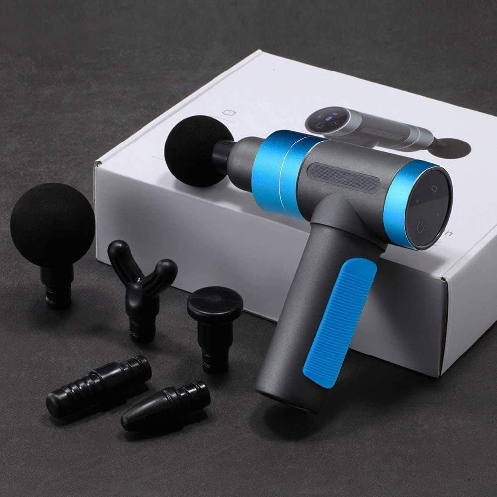 Percussion Massage Gun, Professional Handheld Muscle Massager with 6 Heads & 6 Speeds for Full Body Relaxation