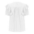 thumbnail image 4 of GigrtiJin Womens Summer Casual Tops Ruffle Short Sleeve Casual Solid Shirts Hollow out Loose Work Comfy Blouses, 4 of 6