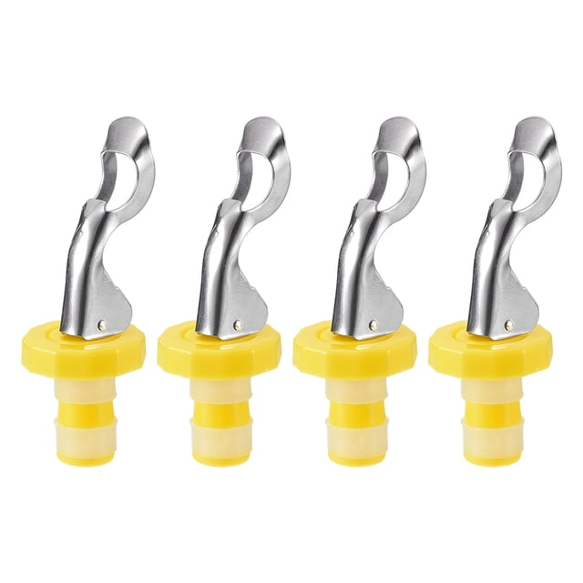 Tapones de vino, 4 piezas 16mm/0.63" Tapones manuales expandibles para bebidas para champán, cerveza, refrescos (Amarillo Blanco)