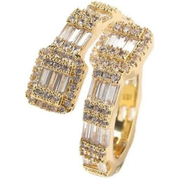 14K Gold Open Geometric Moissanite Ring, Modern Design for Men, Ideal Birthday Gift for Men