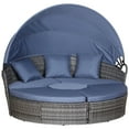 thumbnail image 2 of Outsunny Rattan Daybed Patio Furniture Set w/ Adjustable Canopy, Gray, 2 of 9