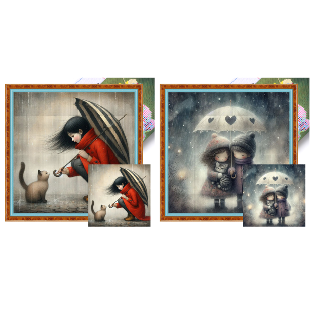 Kit Punto Cruz para Niña Bordado Con Hilo Algodón Ecológico 11CT Arte 50x50cm