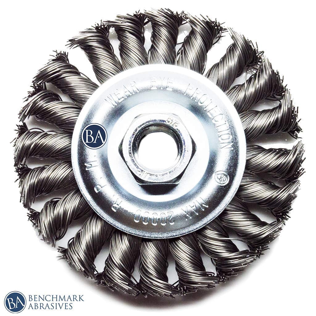 Benchmark Abrasives 3" Mounted Crimped Wire Wheel – Carbon Steel End Brush For Rust & Paint Removal