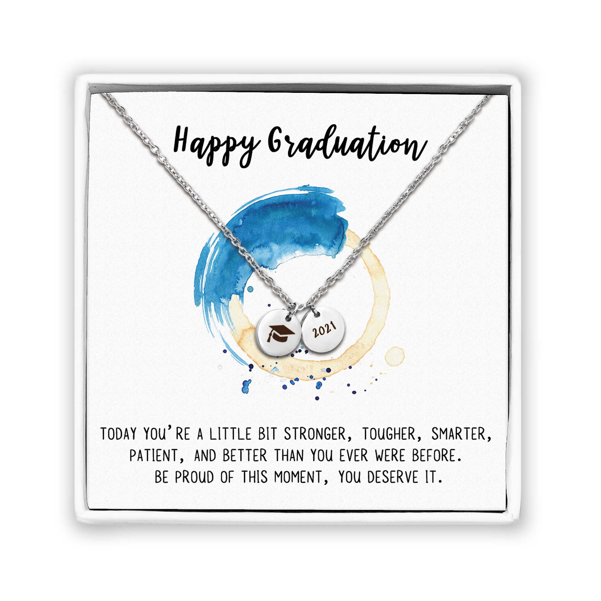 Anavia Graduation Gift for Her - 2021 College Graduation Gifts for Friend - Stainless Steel Engraved Bachelor Cap Necklace - Happy Graduation Gift for Daughter