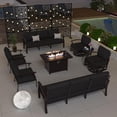 thumbnail image 2 of Kullavik Aluminum Patio Furniture Set with Propane Fire Pit Table 10-seat Metal Outdoor Furniture w/Fire Pit Patio Sectional w/5.1" Cushions for Patio, Backyard, Poolside-Black, 2 of 7