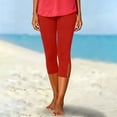 thumbnail image 4 of Usloyux Women's Capri Leggings Stretch Yoga Pants with Elastic Waistband Casual Workout Activewear Bottoms, Red 2XL, 4 of 8