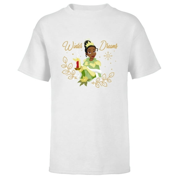 Disney Princess Tiana Winter Dreams Holiday Standard - Short Sleeve T-Shirt for Kids – Customized-White