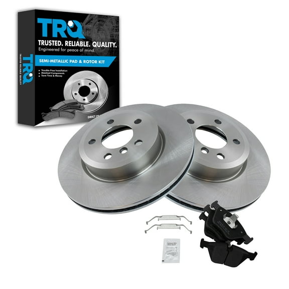TRQ Front Brake Pad & Rotor Kit Brake Pads Brake Rotor Semi-Metallic Fits Select 2004-2010 BMW X3