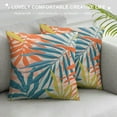 thumbnail image 3 of ONETECH Throw Pillow Covers Patio Pillow Cases Natural Leaves Pattern Spring Square Cushion for Garden Balcony Couch , Orange&amp;Blue, 3 of 5