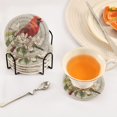 thumbnail image 4 of 6 Pcs Drink Coasters with Holder 3.94in Woven Coasters for Drinks Beautiful Red Bird Coaster Set for Protection Table, 4 of 7