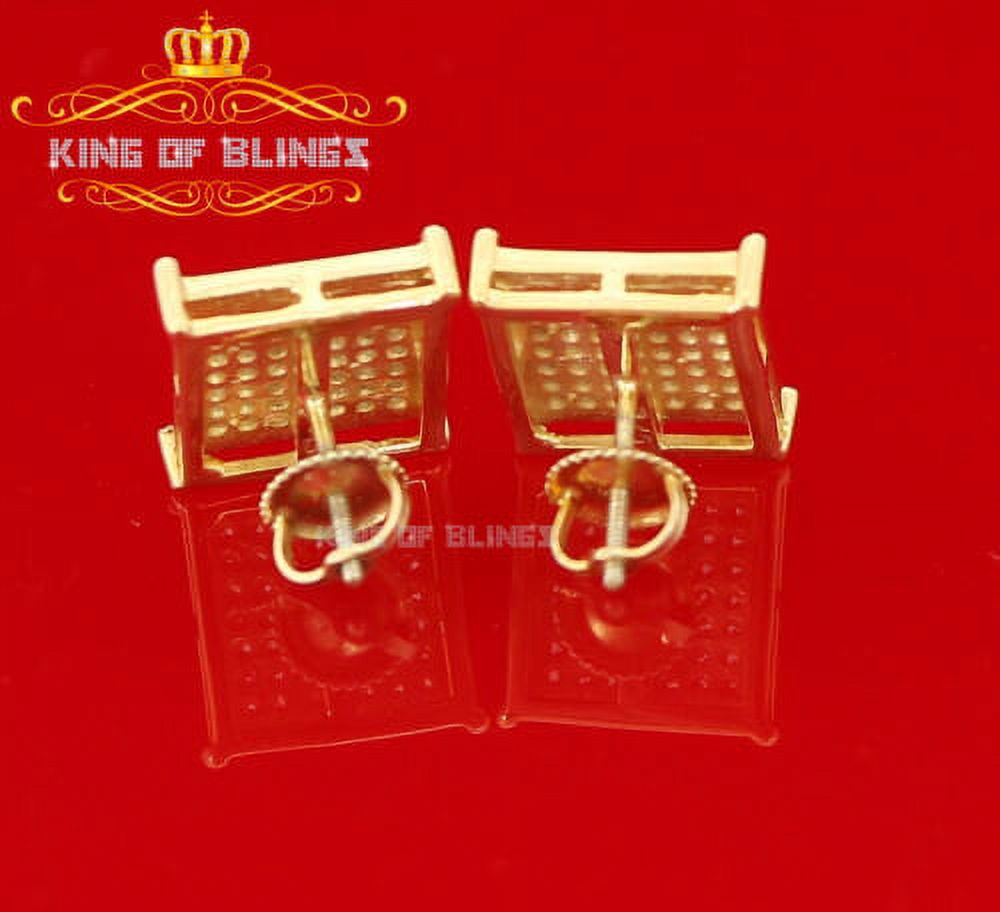 King of Bling's 925 Yellow Silver Hip Hop 0.78ct Cubic Zirconia Women's Square Stud Earrings