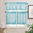 thumbnail image 2 of European Floral Kitchen Curtains and Valances Set, Rod Pocket Curtains Tier Farmhouse Window Curtains 36 Inch Length, Boho Blue Formal Traditional Tribal 3 Piece Kitchen Curtains Set, 2 of 6