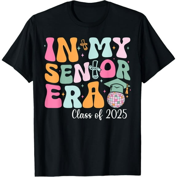 t-shirt In My Senior Era Class Of 2025 Graduate Senior 2025 T-Shirt mens，black，women，funny，men，journey，Crew Neck, Short Sleeve,printing