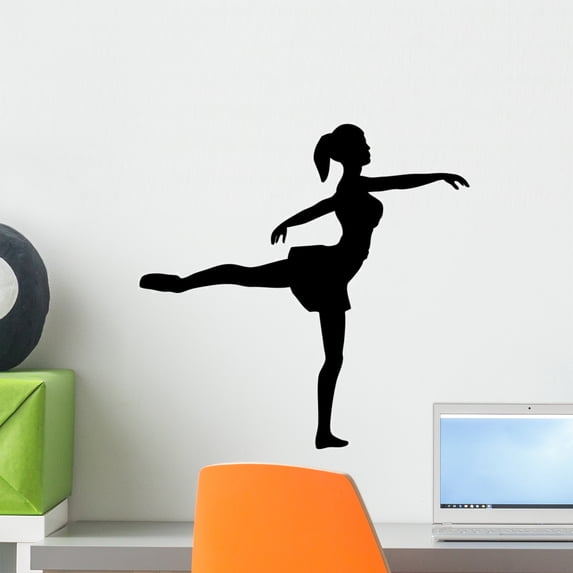 Silhouette Ballet Dancer Wall Decal Sticker by Wallmonkeys Vinyl Peel and Stick Graphic (18 in W x 18 in H)