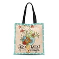 thumbnail image 1 of SIDONKU Canvas Tote Bag Flowers Joy of the Lord Bouquet Vase Blessing Strength Reusable Handbag Shoulder Grocery Shopping Bags, 1 of 1