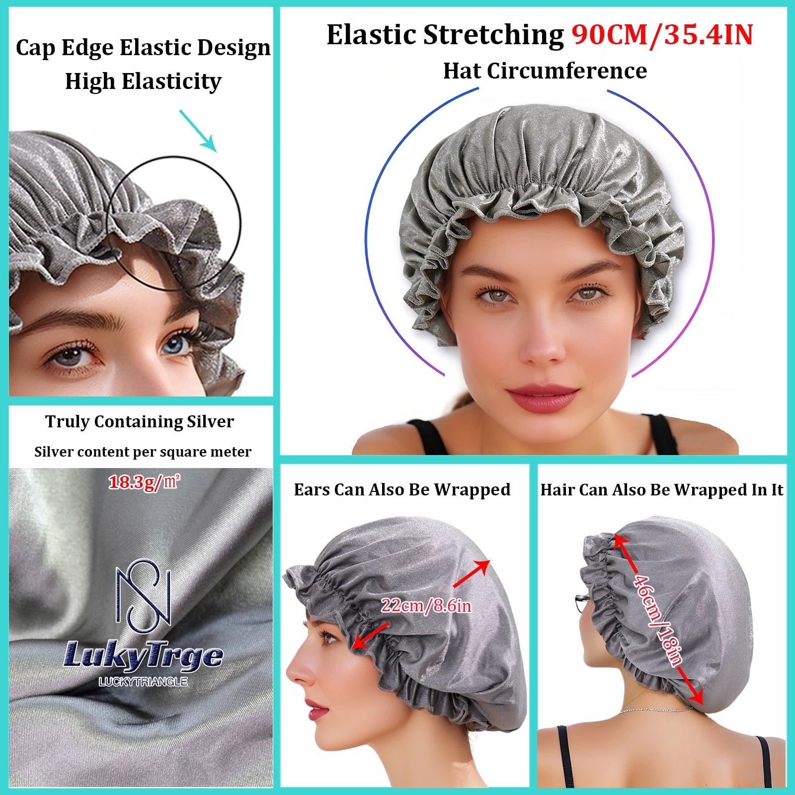 Faraday Hat,EMF Protection Beanies Cap,Silver Fabric Bonnet for Sleeping,Blocks 99% of WiFi,Bluetooth,Cell Towers,5G 4G Shielding