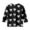 thumbnail image 5 of WEIYLL T-Shirts pour Filles Imprimé Cœur Col Rond Fonctionnel Manches 3/4 Décontracté Noir 13-14 Ans, 5 of 5