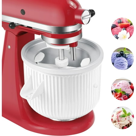 Ice Cream Maker Attachment for Stand Mixer, Compatible with 4.5-5Qt Stand Mixer and 5-6Qt Bowl-Lif, 2-Quart Frozen Yogurt/Ice Cream/Sorbet Maker