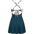thumbnail image 3 of Women One Piece Swimdress Tummy Control Bathing Suit Push Up Swimsuit Modest Swimwear Cutout V Neck Cute Tie Knot Skirt, 3 of 7