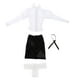 thumbnail image 2 of Conjunto de ropa para muñeca femenina, traje completo, blusa de manga larga, falda, traje de corbata hecho a mano para accesorios de figuras de acción Negro Baoblaze Traje de muñeca femenina, 2 of 6