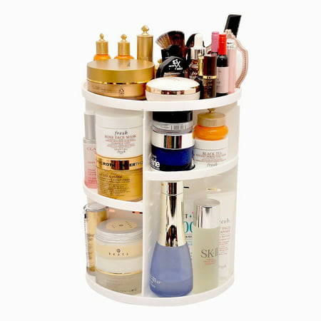 360 Rotating Makeup Organizer, DIY Adjustable Makeup Carousel Spinning Holder Storage Rack, Large Capacity Make up Caddy Shelf Cosmetics Organizer Box, Best for