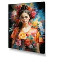 thumbnail image 2 of Designart "Colorful Blue Mexico Fridas Garden Portrait" Portrait Canvas Art Print, 2 of 5