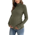 thumbnail image 2 of Gfyviroh Women's Maternity Knit Tops High Neck Ribbed Comfy Pregnancy Sweaters Long Sleeve Lightweight Slim Stretch Pullover Tops, 2 of 4